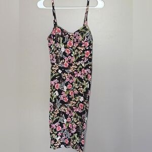 Women's Lily Rose Floral Tropical Midi Smocked Back Dress, Size Large